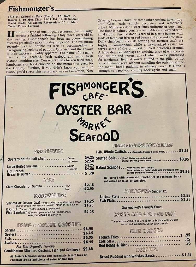 Fishmonger's Restaurant - Plano, TX menu_pic