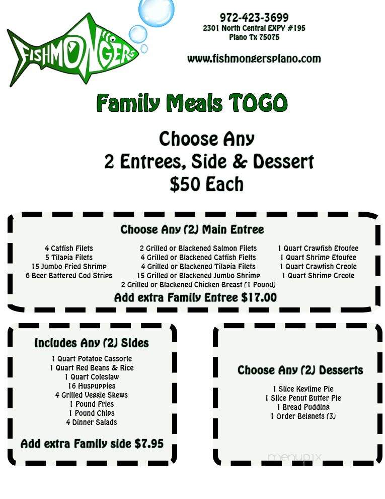 Fishmonger's Restaurant - Plano, TX menu_pic