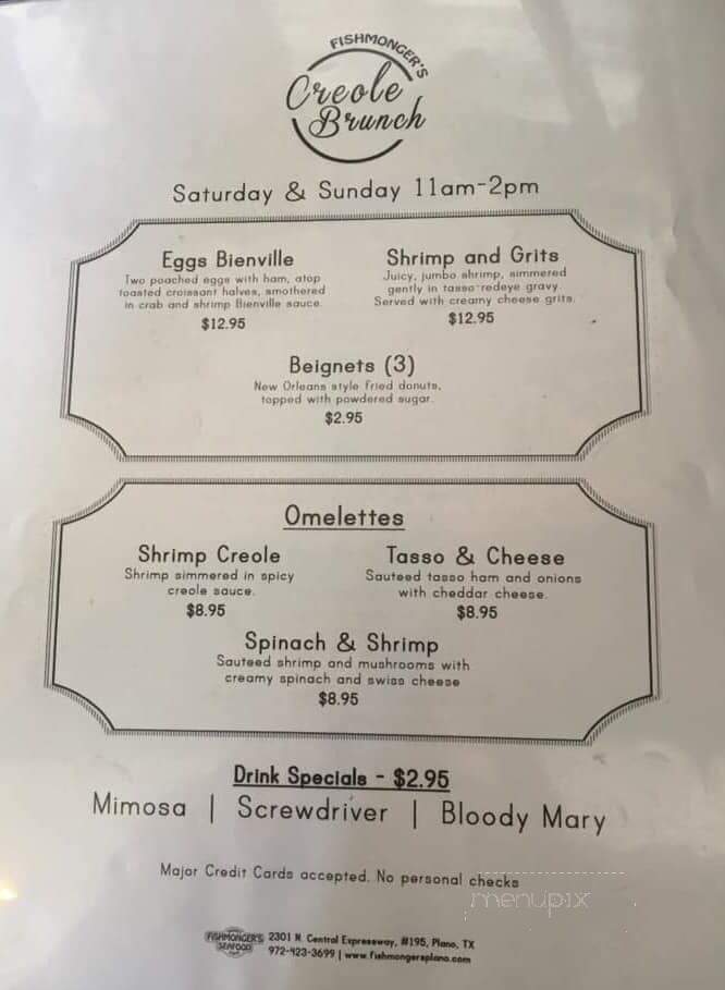 Fishmonger's Restaurant - Plano, TX menu_pic