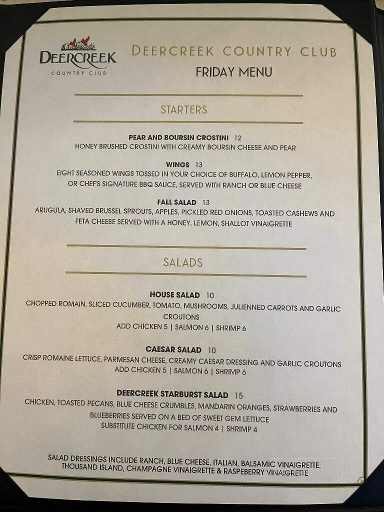 Deercreek Country Club - Jacksonville, FL menu_pic