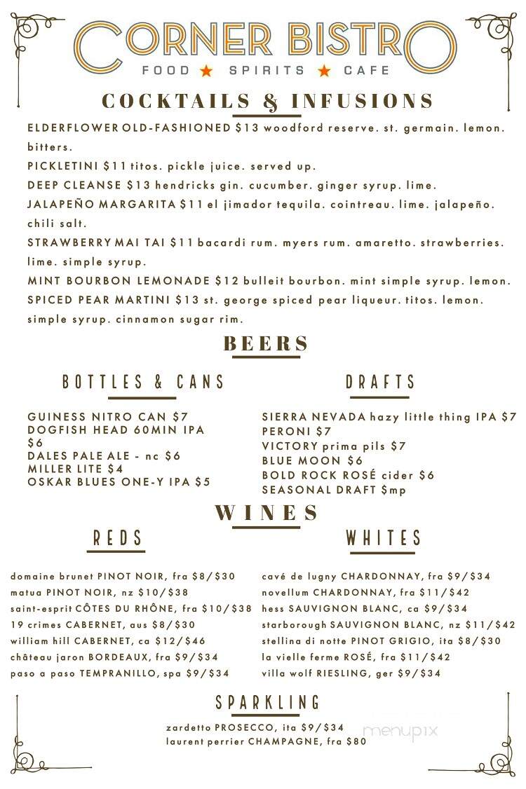 Corner Bistro - Wilmington, DE menu_pic