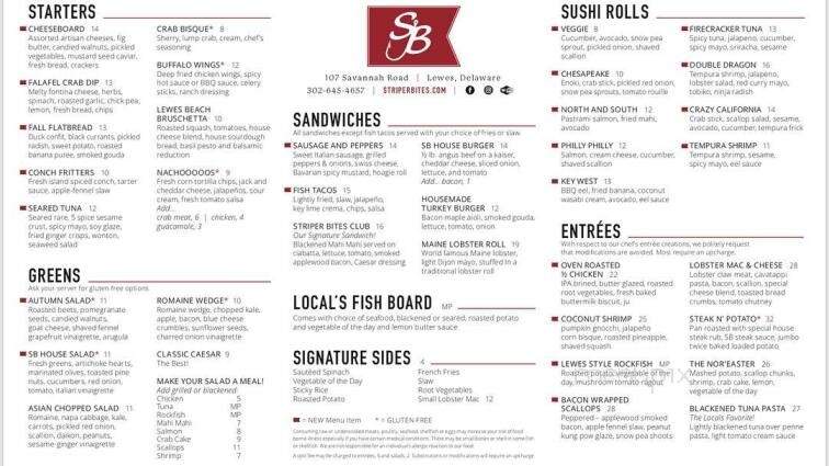 Striper Bites - Lewes, DE menu_pic