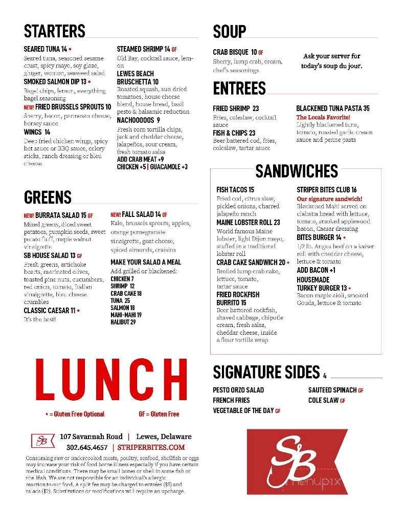 Striper Bites - Lewes, DE menu_pic