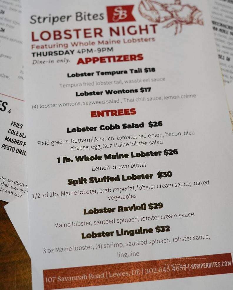 Striper Bites - Lewes, DE menu_pic