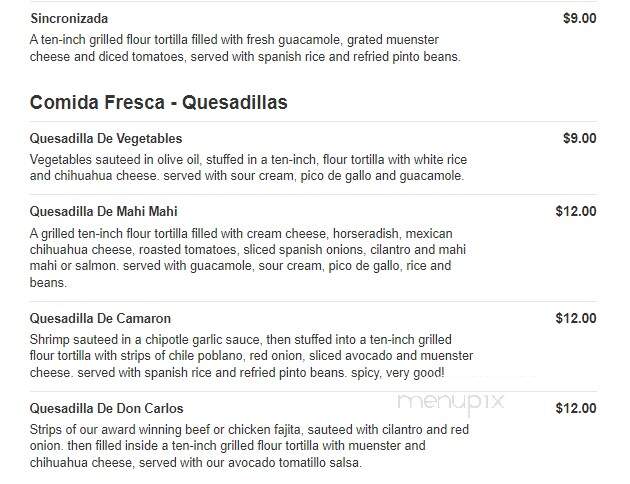 Don Carlos Mexican Restaurant - Clinton Township, MI menu_pic