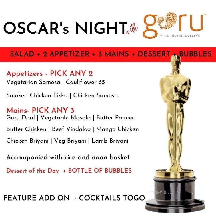Guru Restaurant & Bar - Edmonton, AB menu_pic
