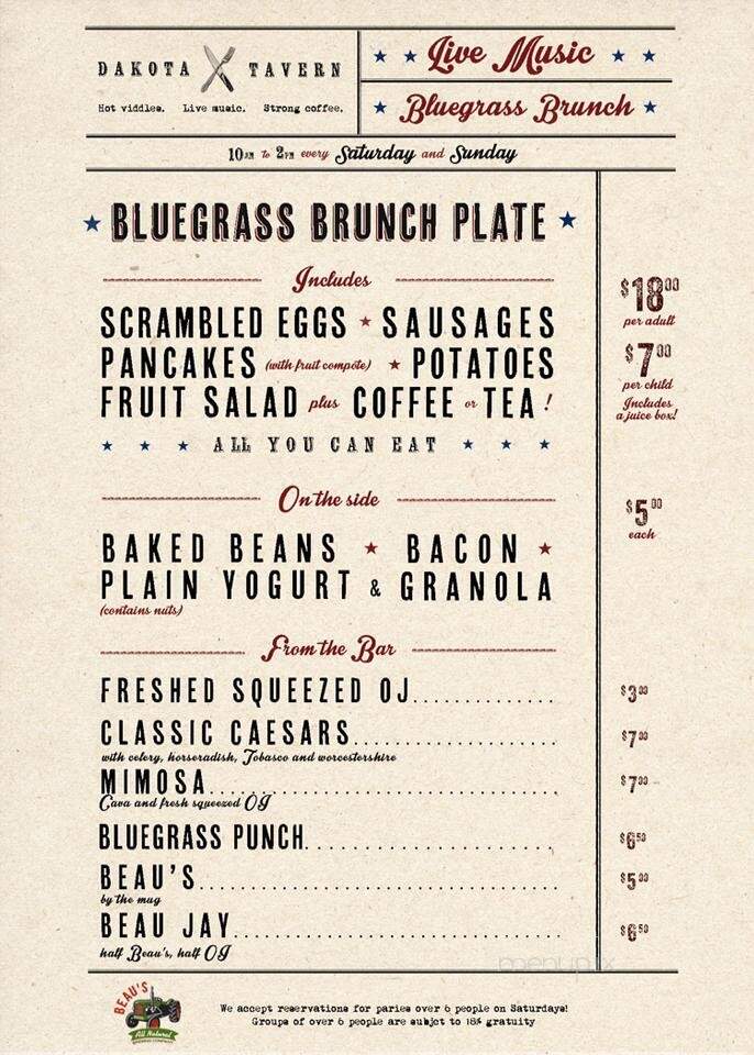 Dakota Tavern - Toronto, ON menu_pic