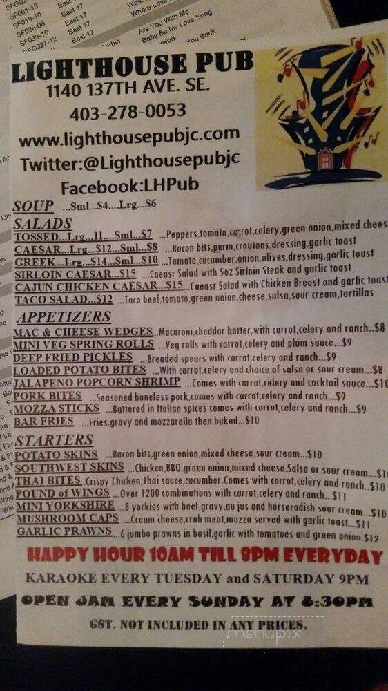 Lighthouse Pub - Calgary, AB menu_pic