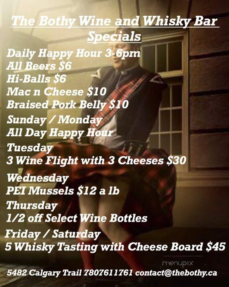 The Bothy Wine & Whisky Bar - Edmonton, AB menu_pic