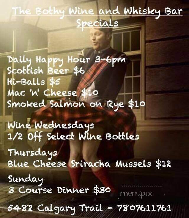 The Bothy Wine & Whisky Bar - Edmonton, AB menu_pic