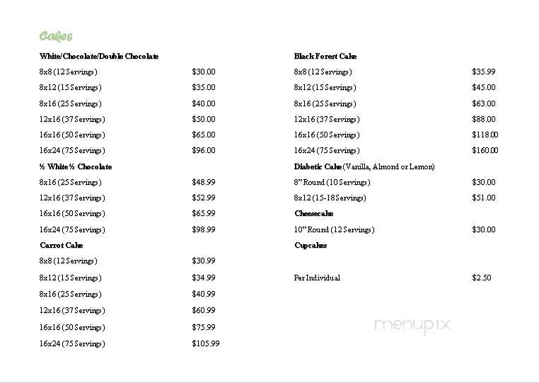 Creme Puff Bakery - Telus Plaza - Edmonton, AB menu_pic