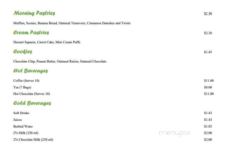 Creme Puff Bakery - Telus Plaza - Edmonton, AB menu_pic