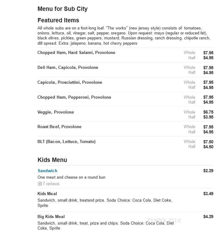 Sub City - Waterloo, IA menu_pic
