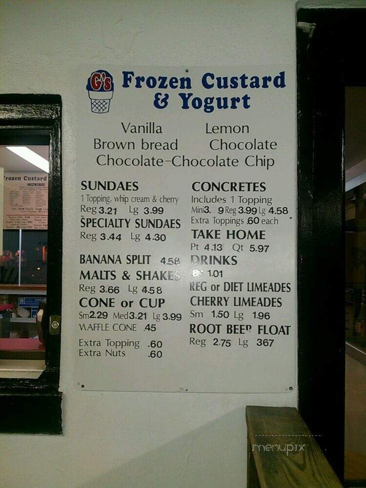 G's Frozen Custard & Yogurt - Topeka, KS menu_pic