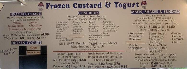 G's Frozen Custard & Yogurt - Topeka, KS menu_pic