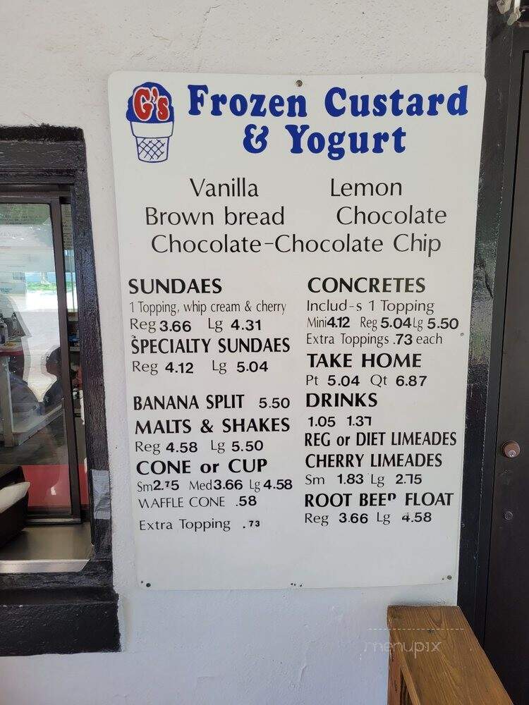 G's Frozen Custard & Yogurt - Topeka, KS menu_pic