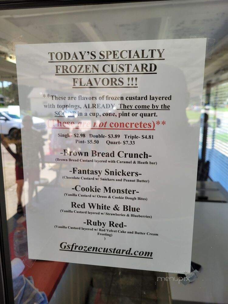 G's Frozen Custard & Yogurt - Topeka, KS menu_pic