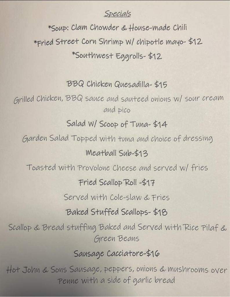 Banner Bar & Grill - Worcester, MA menu_pic
