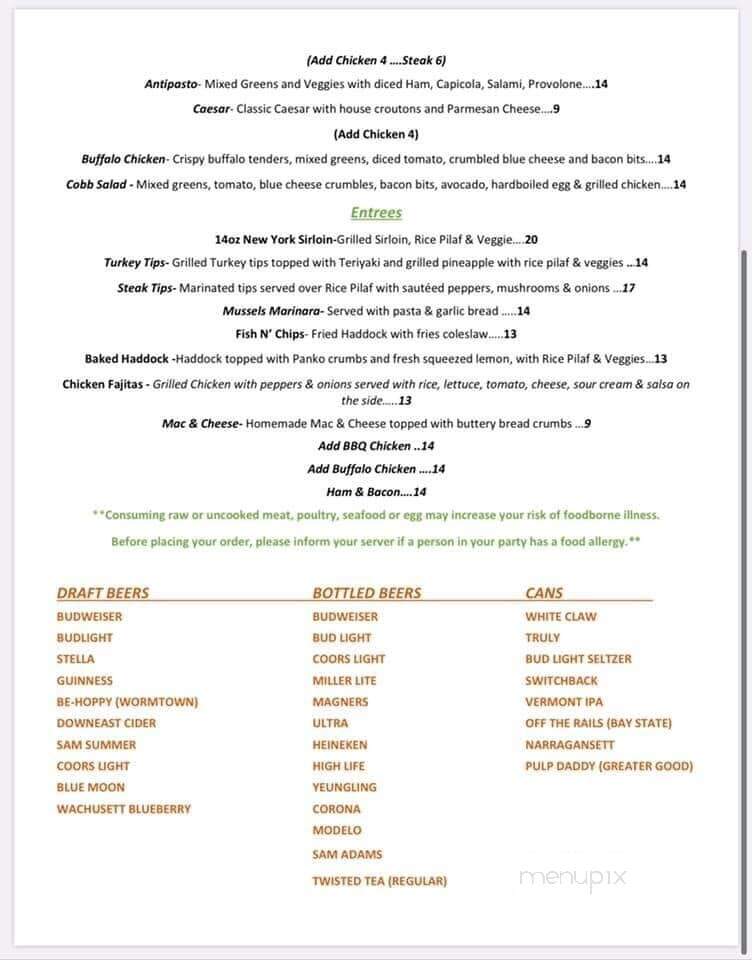 Banner Bar & Grill - Worcester, MA menu_pic