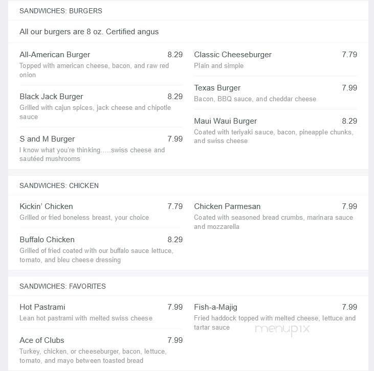 Damien's - Hanson, MA menu_pic