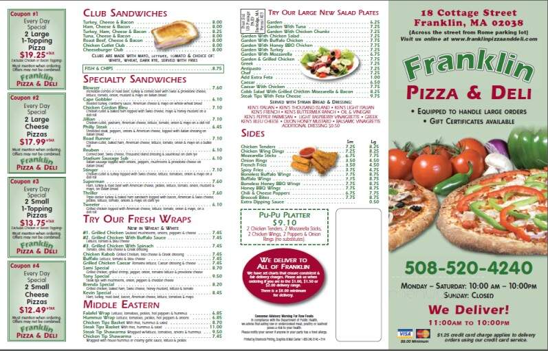 Franklin Pizza & Deli - Franklin, MA menu_pic