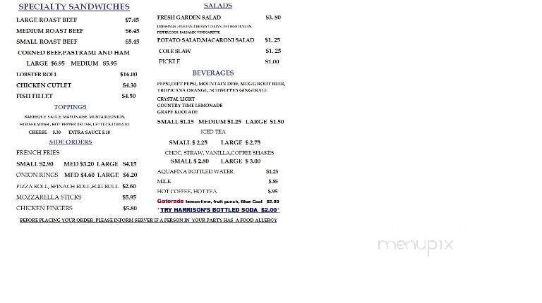 Harrison's Roast Beef - North Andover, MA menu_pic