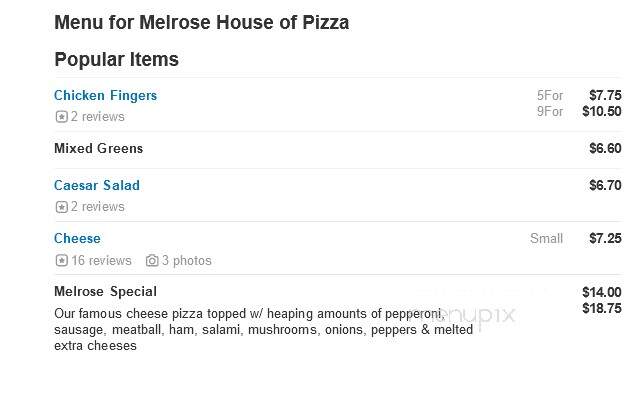 Melrose House Of Pizza - Melrose, MA menu_pic