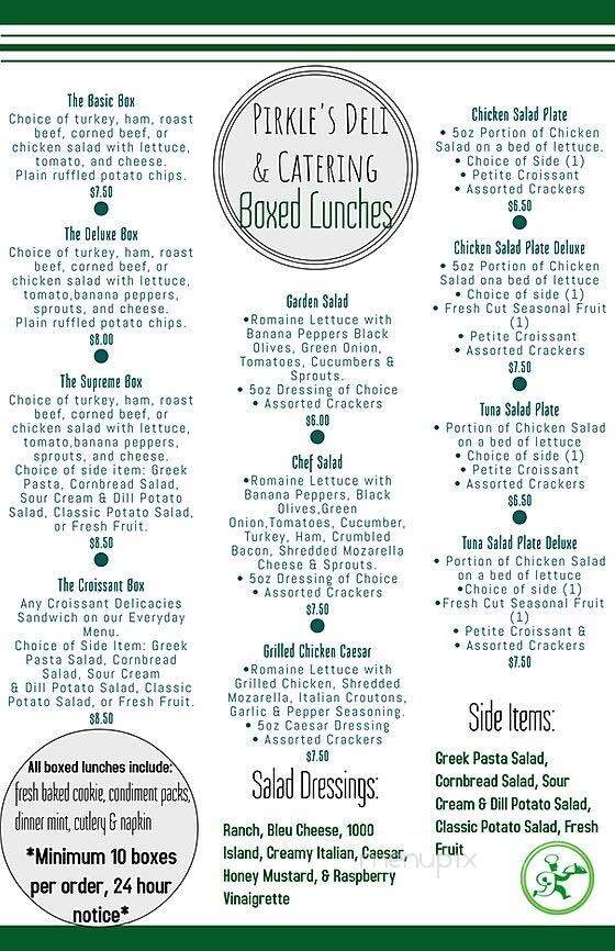 Pirkle's Deli & Catering - Cedartown, GA menu_pic