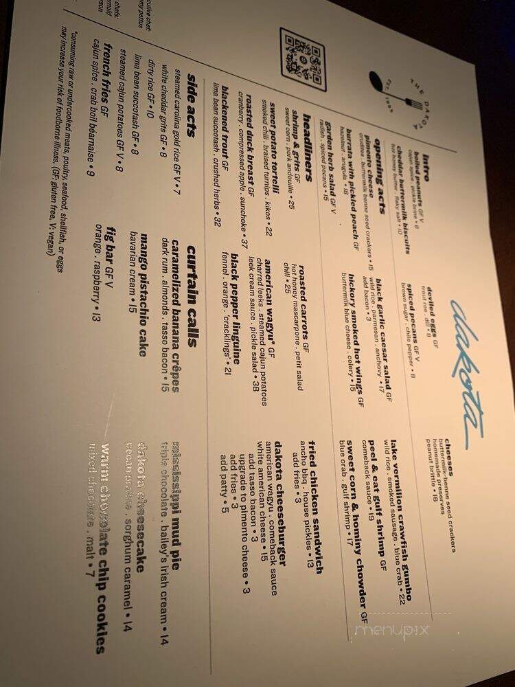 Dakota Jazz Club & Restaurant - Minneapolis, MN menu_pic