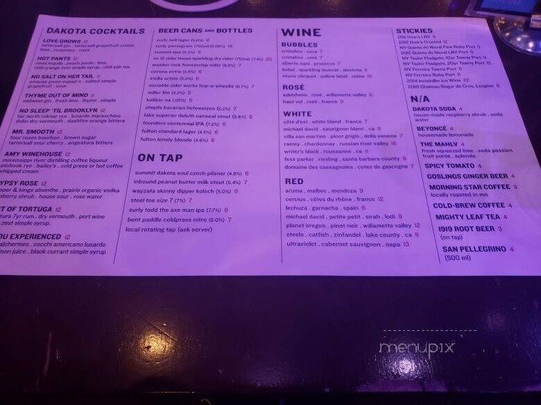 Dakota Jazz Club & Restaurant - Minneapolis, MN menu_pic