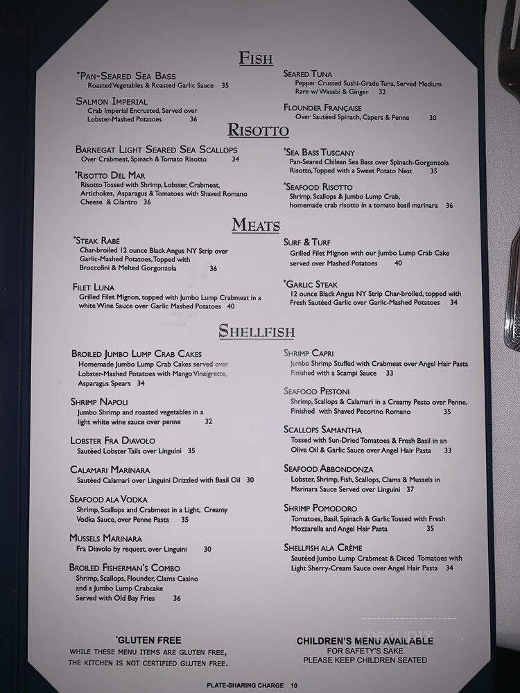 Stefano's Seafood & Pasta - Long Beach Township, NJ menu_pic