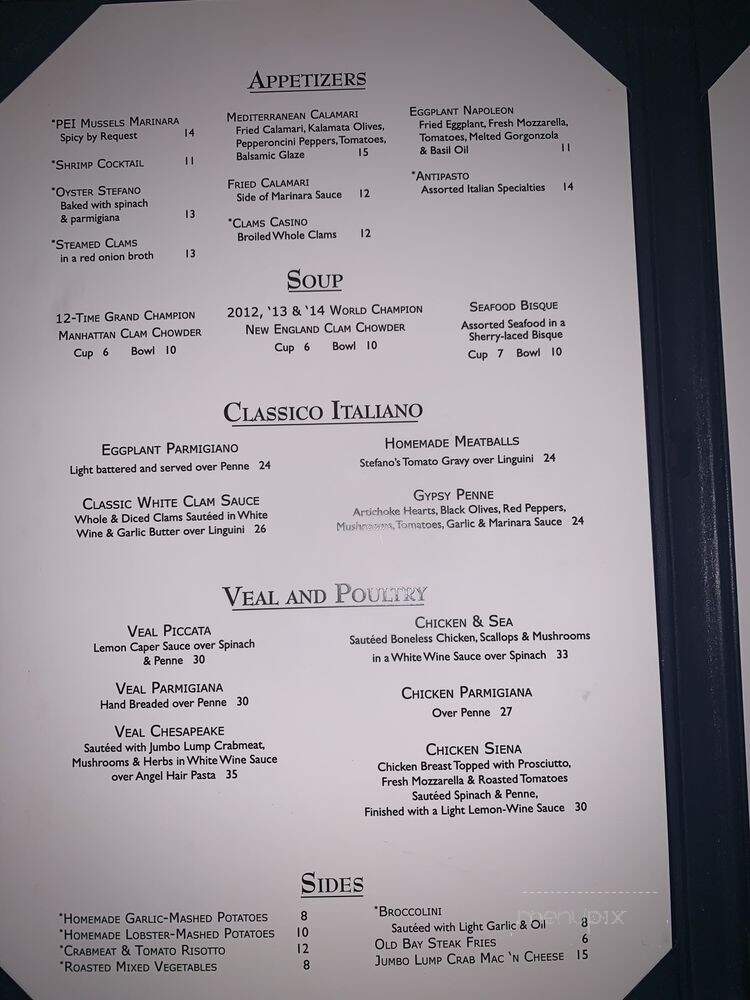 Stefano's Seafood & Pasta - Long Beach Township, NJ menu_pic