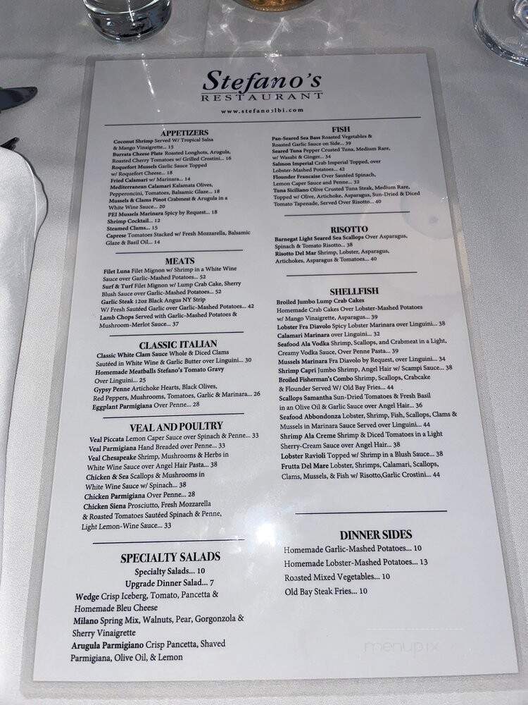 Stefano's Seafood & Pasta - Long Beach Township, NJ menu_pic
