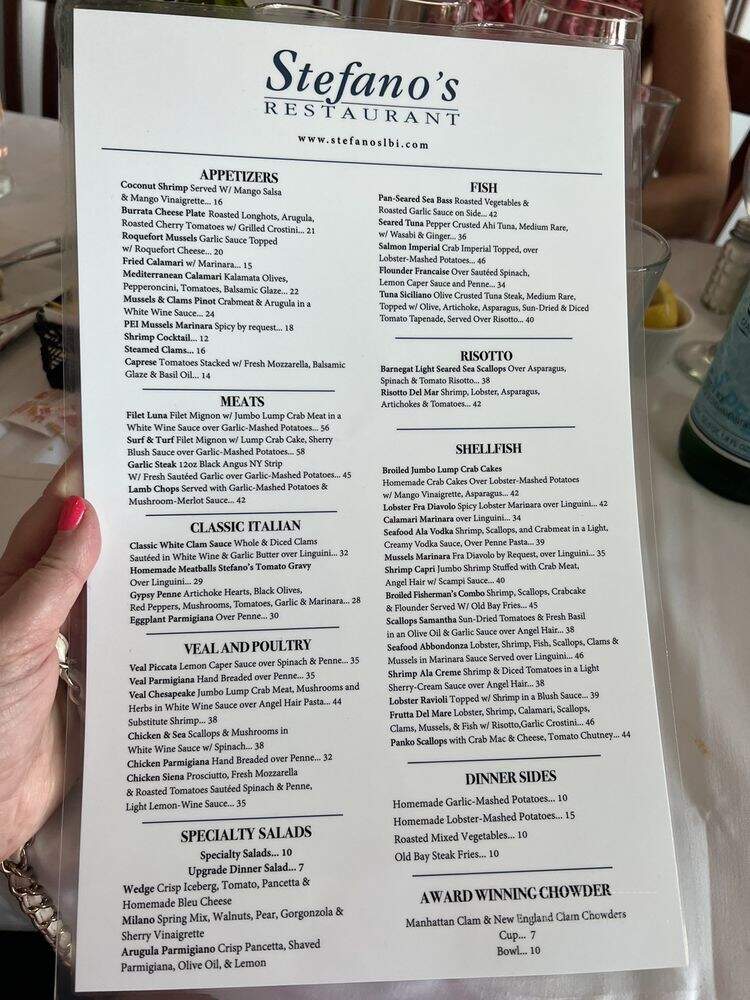 Stefano's Seafood & Pasta - Long Beach Township, NJ menu_pic