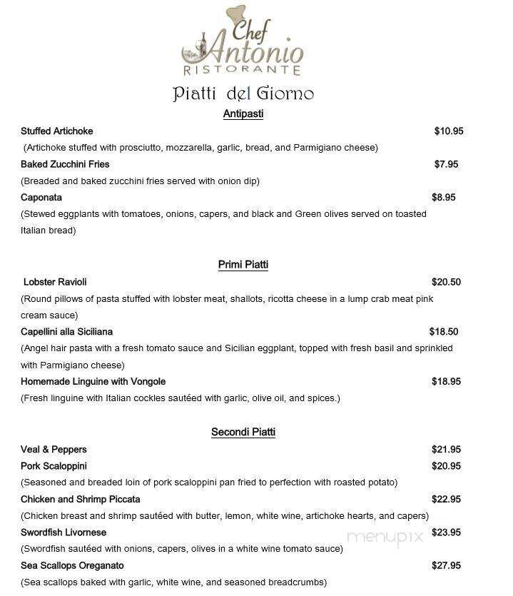 Chef-Antonio's Restaurant - Mamaroneck, NY menu_pic