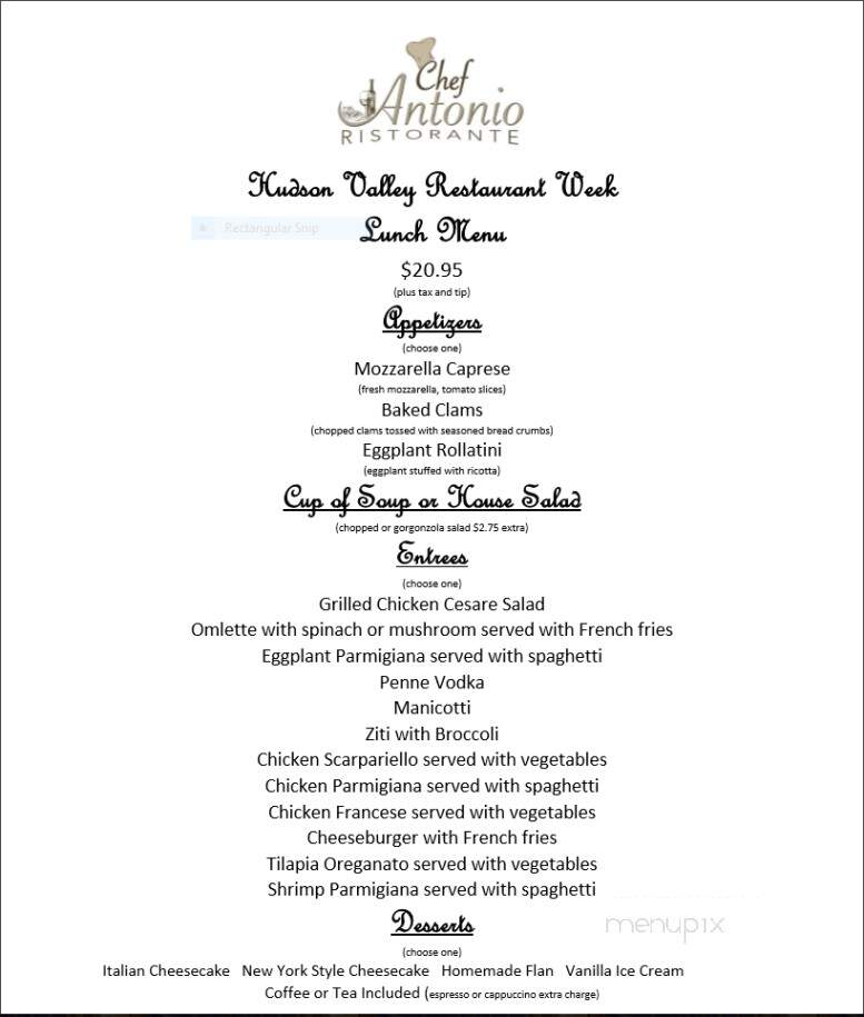 Chef-Antonio's Restaurant - Mamaroneck, NY menu_pic