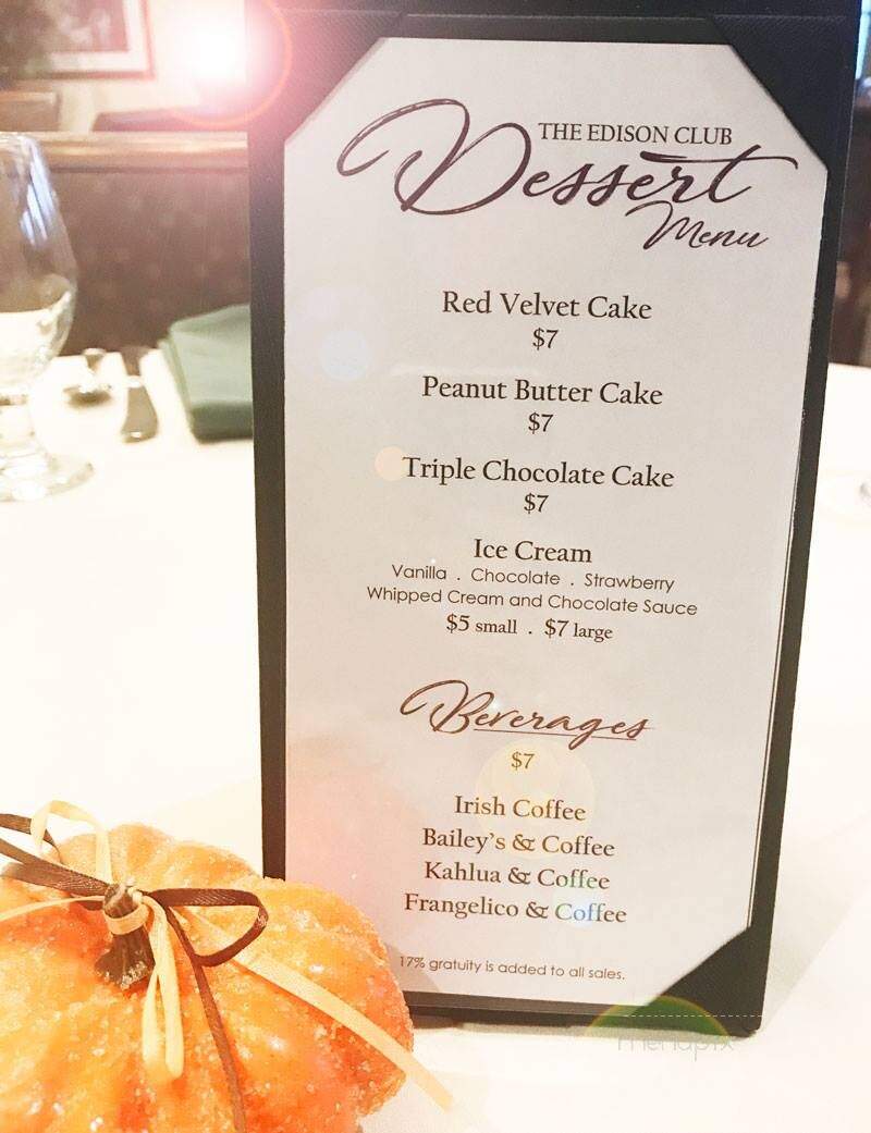Edison Club-Club House & Dining - Rexford, NY menu_pic