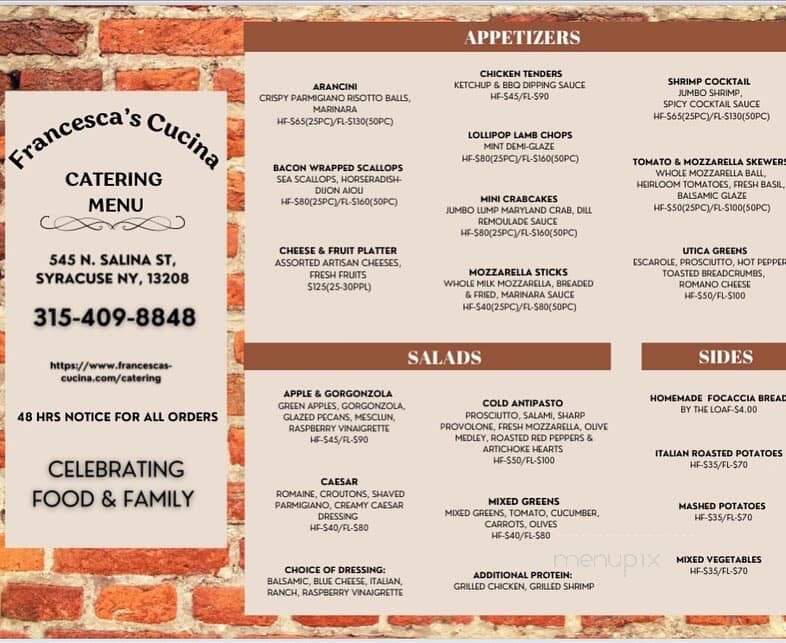 Francesca's Cucina - Syracuse, NY menu_pic