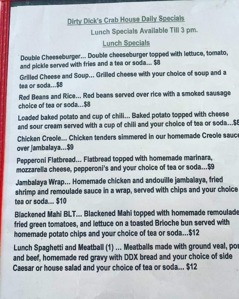 Dirty Dick's Crab House - Avon, NC menu_pic