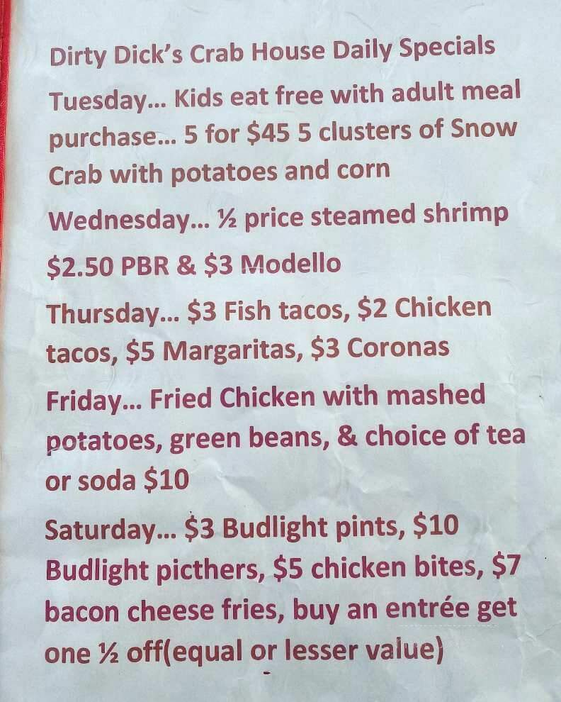 Dirty Dick's Crab House - Avon, NC menu_pic