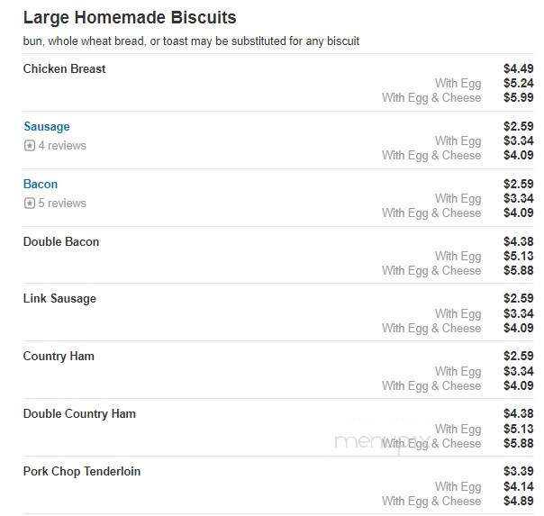 Sunrise Biscuit Kitchen - Louisburg, NC menu_pic
