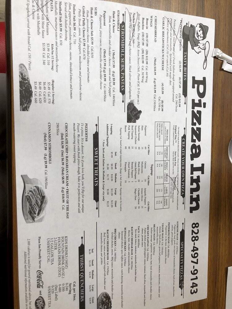 Pizza Inn - Cherokee, NC menu_pic