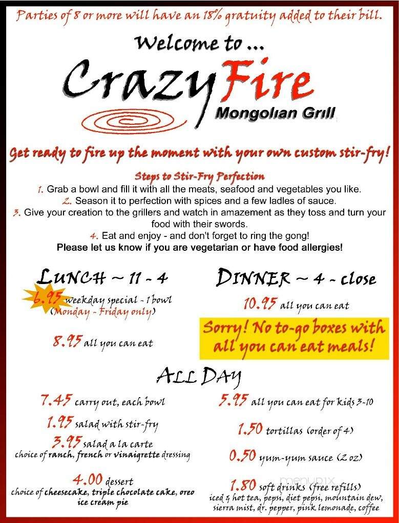 Crazy Fire Mongolian Grill - Raleigh, NC