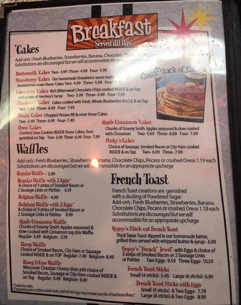 Gypsy's Shiny Diner - Raleigh, NC menu_pic