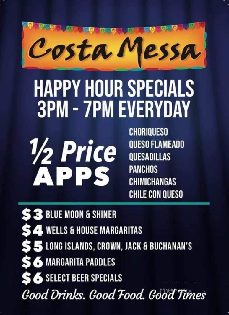 Costa Messa Restaurant - Mcallen, TX menu_pic