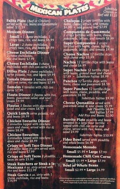 Pacho Garcia Cafe - Dilley, TX menu_pic