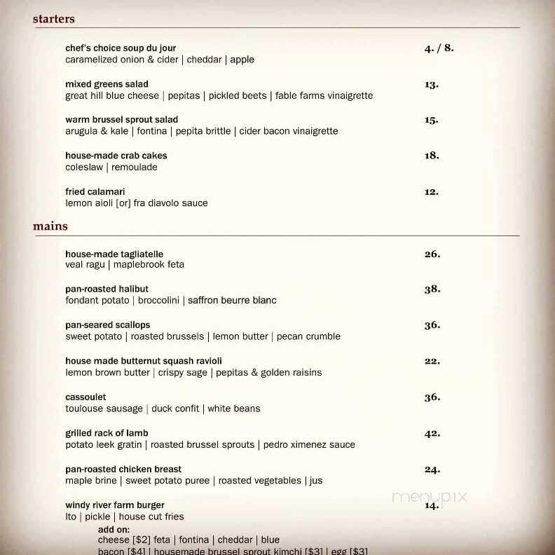 Tucker Hill Inn & Steak Place - Waitsfield, VT menu_pic