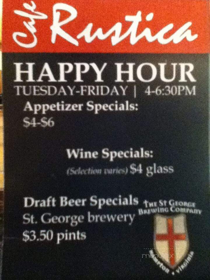 Cafe Rustica - Richmond, VA menu_pic