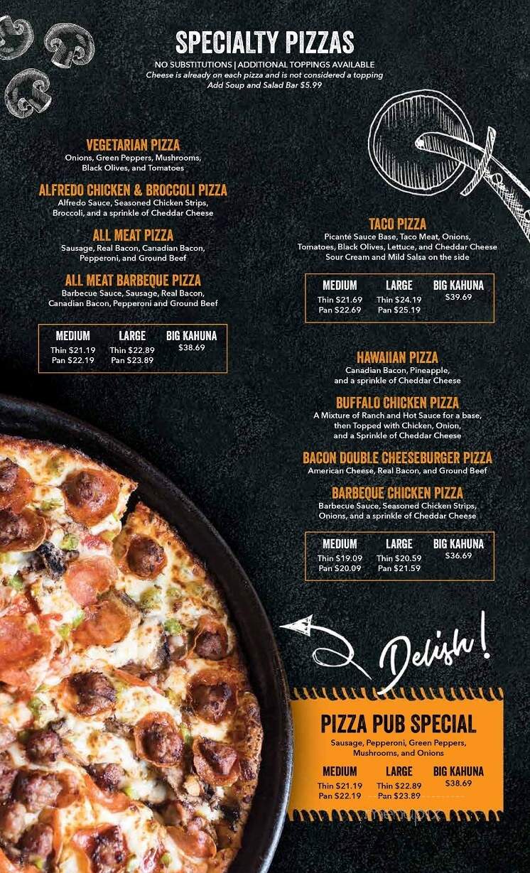 Pizza Pub - Wisconsin Dells, WI menu_pic