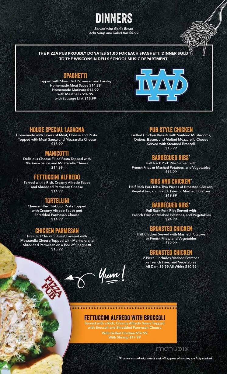 Pizza Pub - Wisconsin Dells, WI menu_pic